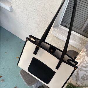 Miztique Black and Cream Everyday Canvas Tote Bag